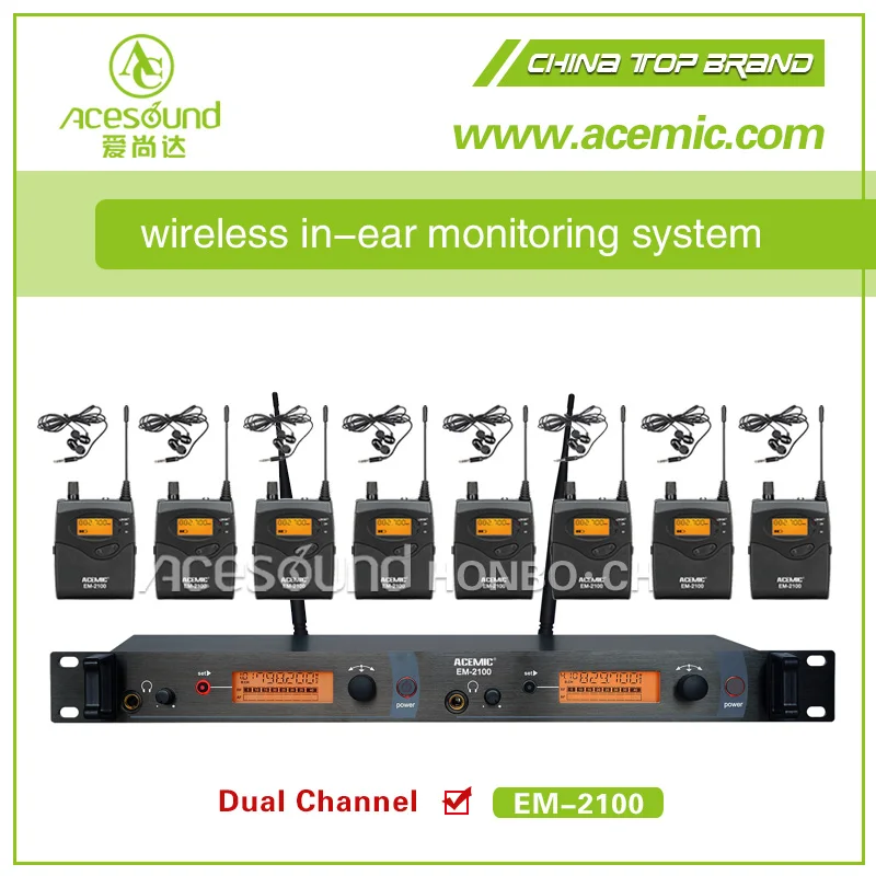 Professional Dual channel in ear monitor system wireless microphone EM