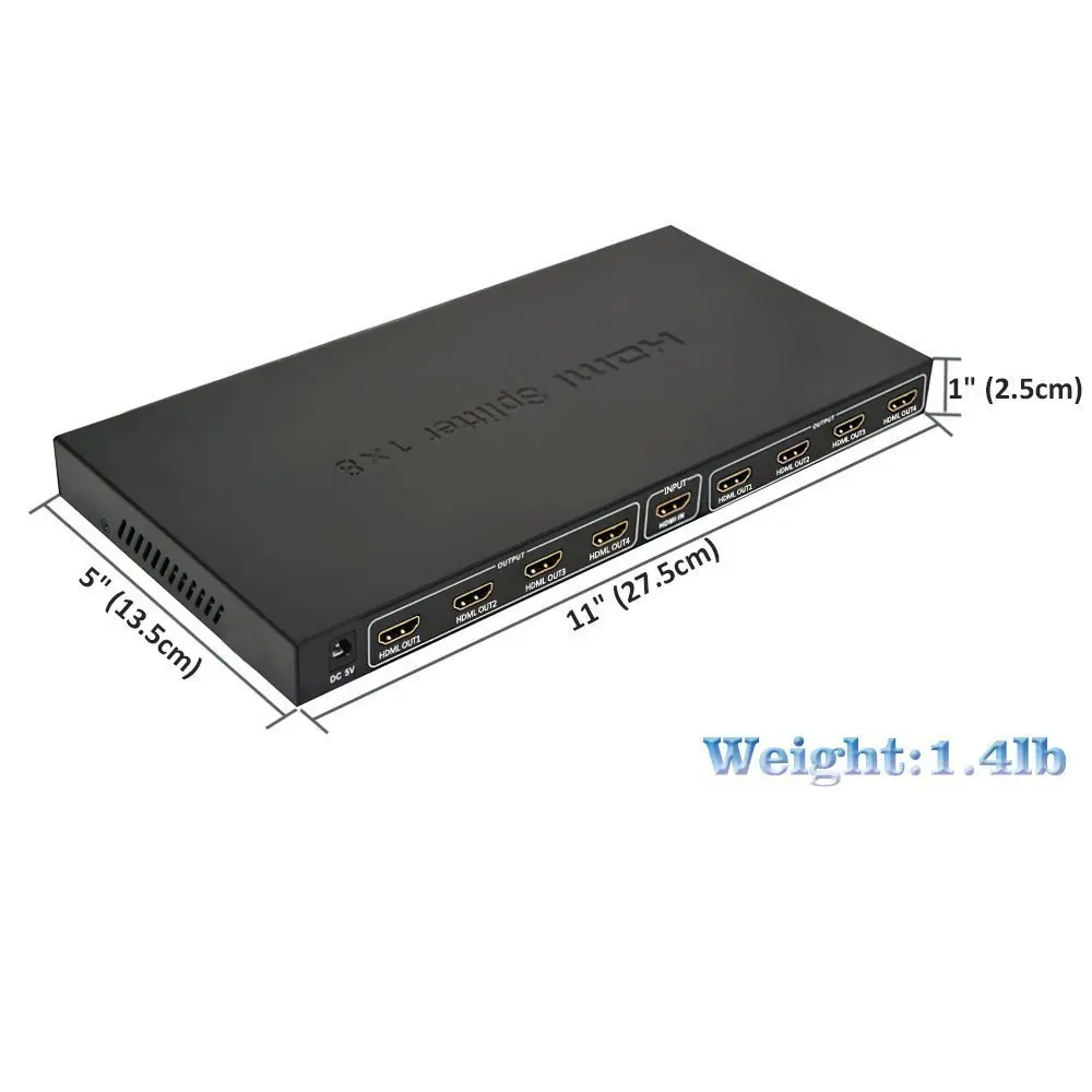 1x8 HDMI сплиттер аудио видео дистрибьютор Усилитель Поддержка Full HD 3D и 1080P/60 Гц LPCM Dolby