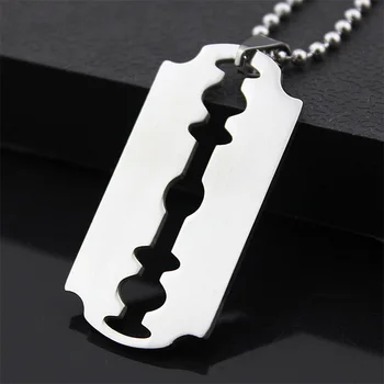 

12 Pieces/Lot Men Women Stainless Steel Necklace Long Chains Blade Brushed Pendant Charm Statement Chokers Male Fashion Jewelry