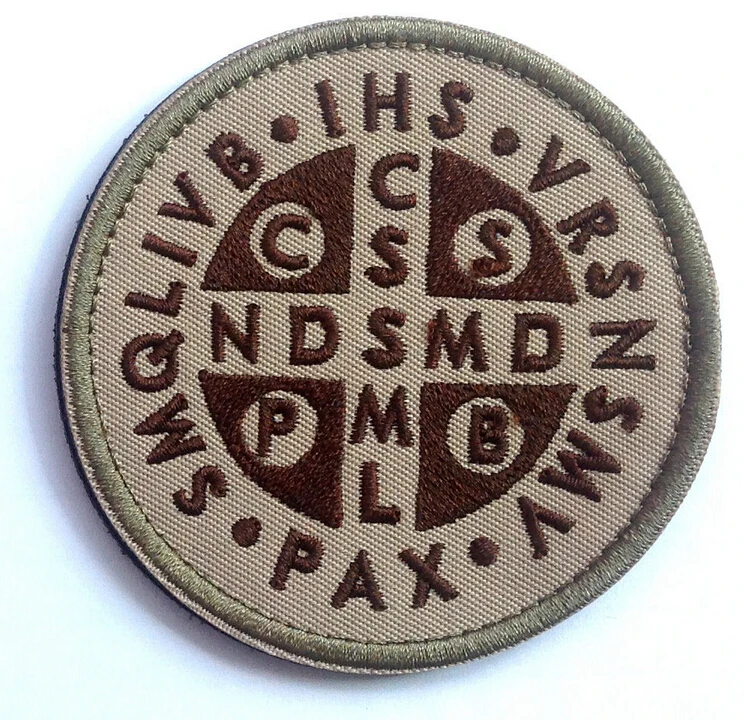 

3" SAINT BENEDICT CROSS ROUND PATCH MEDAL CRUSADER TACTICAL DESERTMORALE PATCH Tactical Badge adhensive patch removable