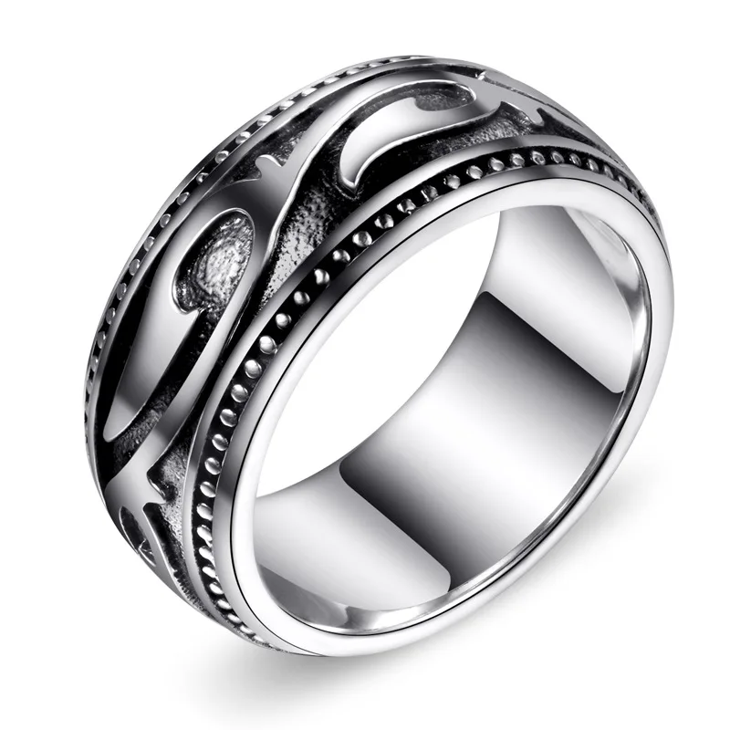 

Long Baolong authentic 925 Sterling Silver Silver retro pattern men wide ring ring moire exaggeration atmosphere