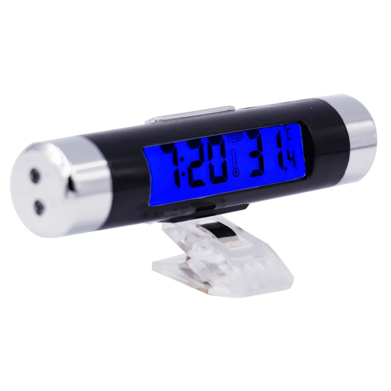 

100pcs by DHL Fedex 2 in1 Car Auto LCD Clip-on Digital LCD Automotive Thermometer car clock monitor temperature time 23%off
