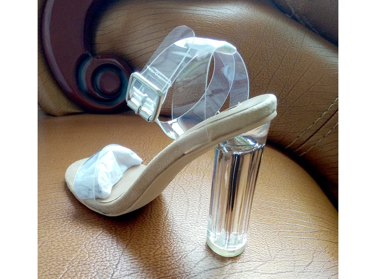 Прозрачные туфли-лодочки женская обувь высокий каблук Дамская обувь Туфли-лодочки на квадратном каблуке с ремешками на лодыжках Обувь на высоком каблуке женские туфли Босоножки с открытым носом