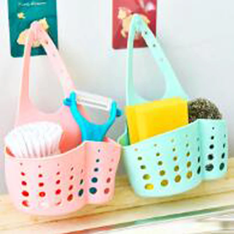 5 Colors Portable Basket Home Kitchen Hanging Drain Basket Bag Bath Storage Tools Sink Holder Kitchen Accessory vaciar cesta