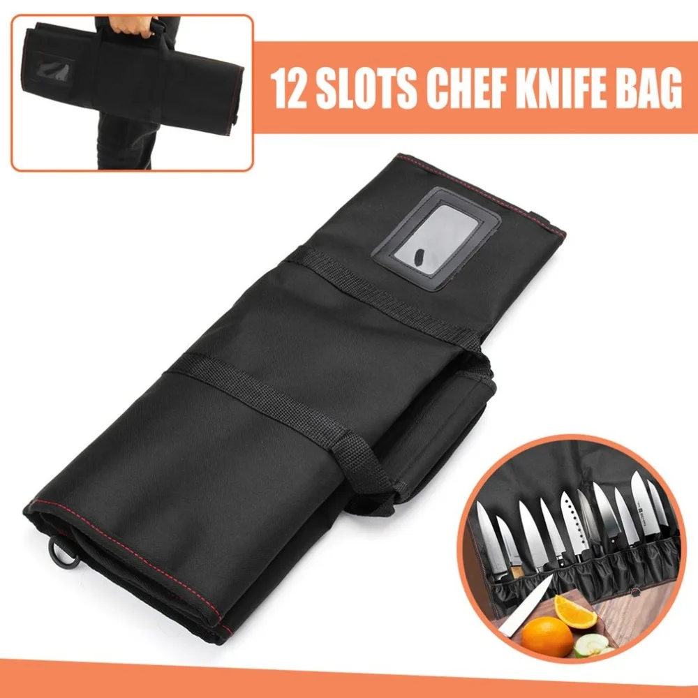 12 Slots Pocket Chef Knife Bag Roll Bag Carry Case Bag Kitchen Portable