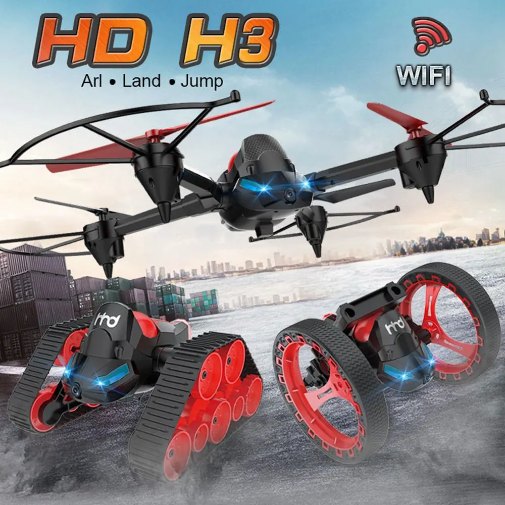 

lensoul RC Drone Switching 0.3MP HD Camera Tank Bounce Wifi FPV Fixed Height Air Ground Quadcopter Children Gift