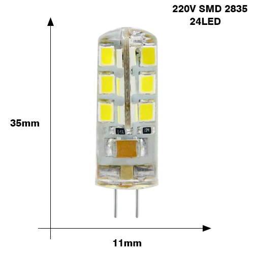 YNL 10 шт. G4 Светодиодный светильник высокой мощности 3 Вт SMD2835 3014 AC DC 12 В AC 220 В белый/теплый белый светильник, заменить галогенный точечный светильник - Испускаемый цвет: AC 220V 24Leds