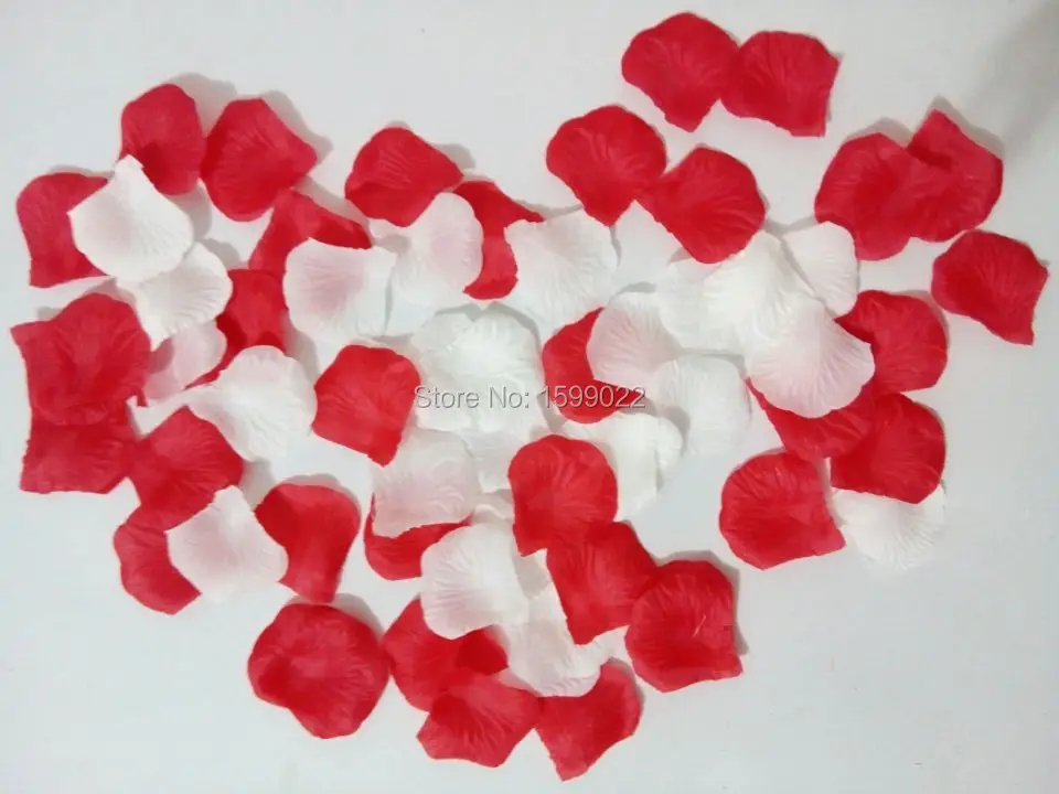 10packs 1000pcs Wedding Confetti Artificial Rose Petals White Mixed Red for Flower Girls Home Bed Valentine's Day Decorations