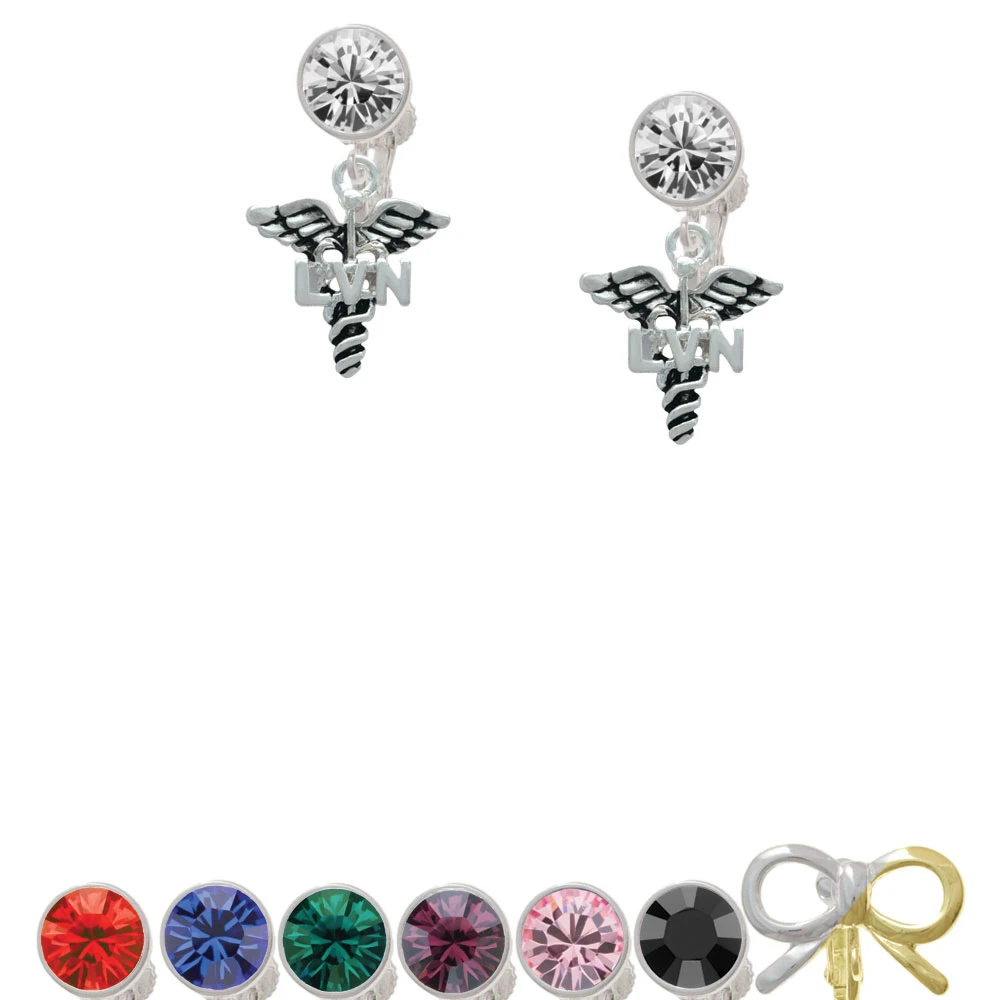 Caduceus - LVN Crystal Clip On Earrings