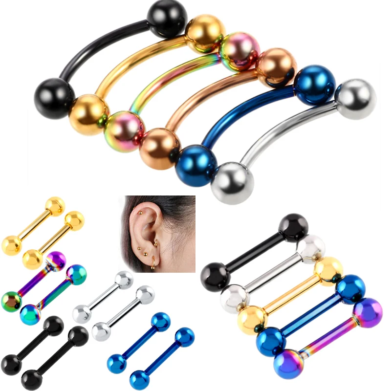 1 Pair Surgical Steel Eyebrow Piercing Pircing Curved Barbell Banana Piercings Body Jewelry Bijoux Earlets | Украшения и