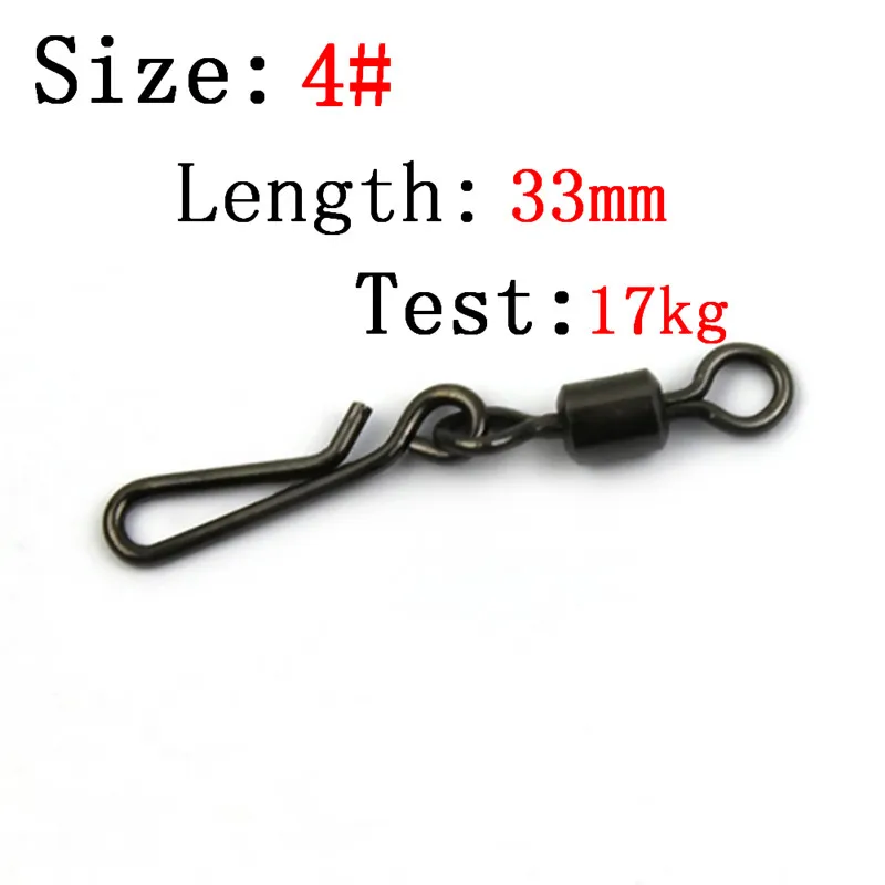 Size 4 33mm 17kg JOSHNESE 50 шт. рыболовные шарниры Роллинг поворотный карабин Размеры 8/6/4/2 крючок приманки разъема снасти поворотные рыболовные - Цвет: Size 4 33mm 17kg