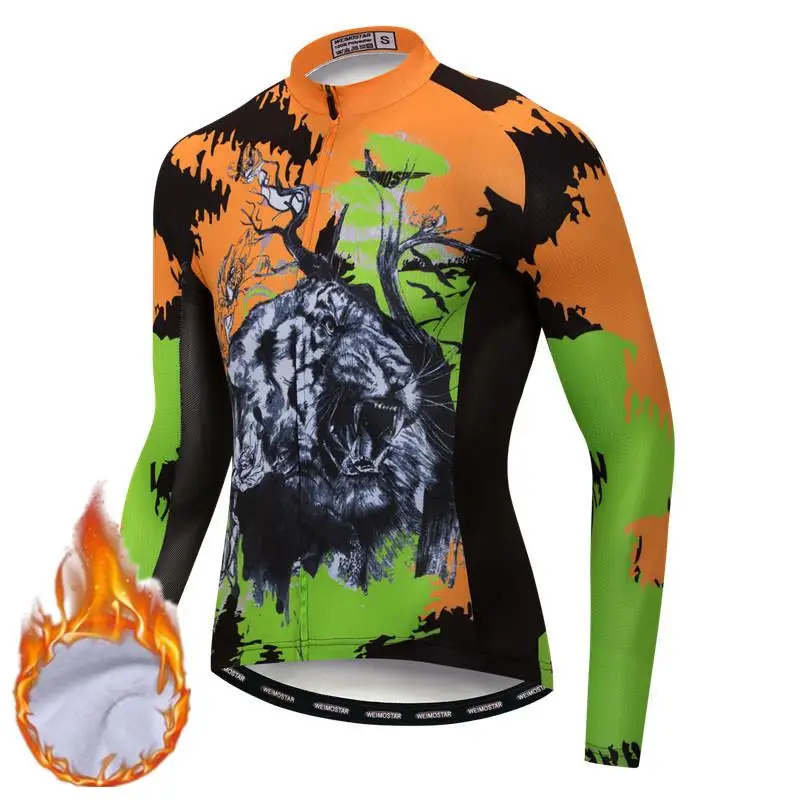 Зимний Череп Велоспорт Джерси с длинным рукавом мужская одежда для горного велосипеда ветрозащитный Теплый спортивный велосипед Джерси дорожный цикл одежда - Цвет: Color 13