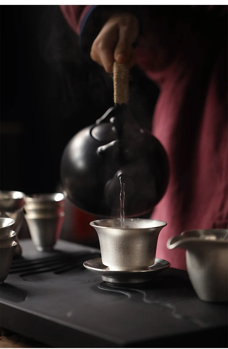 TANGPIN 999 Серебряный и керамический чайник Gaiwan, чайная чашка ручной работы серебряный чайный сервиз набор