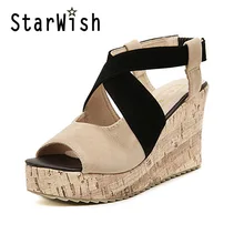 Gladiator Wedge Heels Sandals 2016 Summer Casual Patchwork Bohemian Wedges Sandalias With Platform Big Size 34-43 Elastic Band