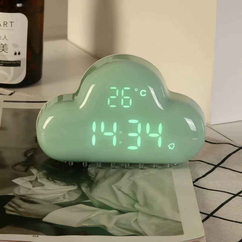 

Cloud Digital Alarm Clock USB rechargeable Touch Control Sound Control Electronic Temperature Calendar 3D Intelligent Digital
