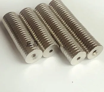 

ZHANGYANG 100Pieces/Lot 20 x 3 mm With Hole 5mm Ring Rare Earth Strong Countersunk Neodymium Magnets
