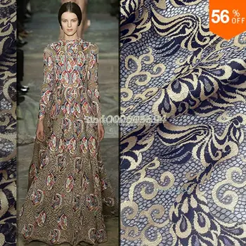 

PQYY42 The peacock totem eyelet lace cloth heavy embroidery senior custom clothing fabrics african cord lace tecido feltro tela
