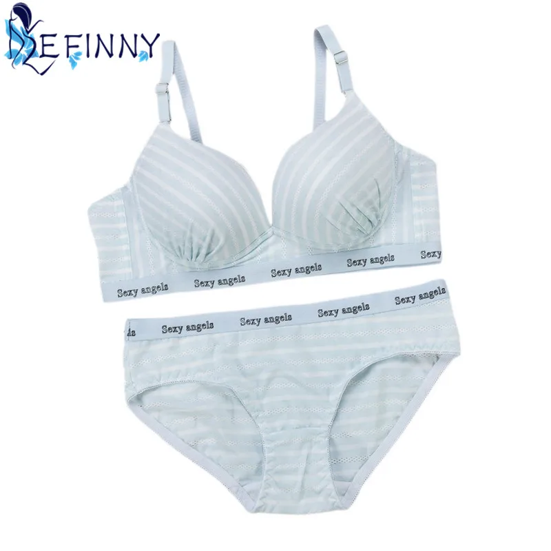

2018 Newest Cute Girl Bra Set Everyday Push Up Bra Student Healthy B Cup Lingerie Little Fresh Comfortable Cotton Brief Set