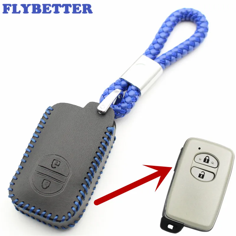 FLYBETTER чехол для смарт ключей из натуральной кожи с 2 кнопками без ключа Toyota
