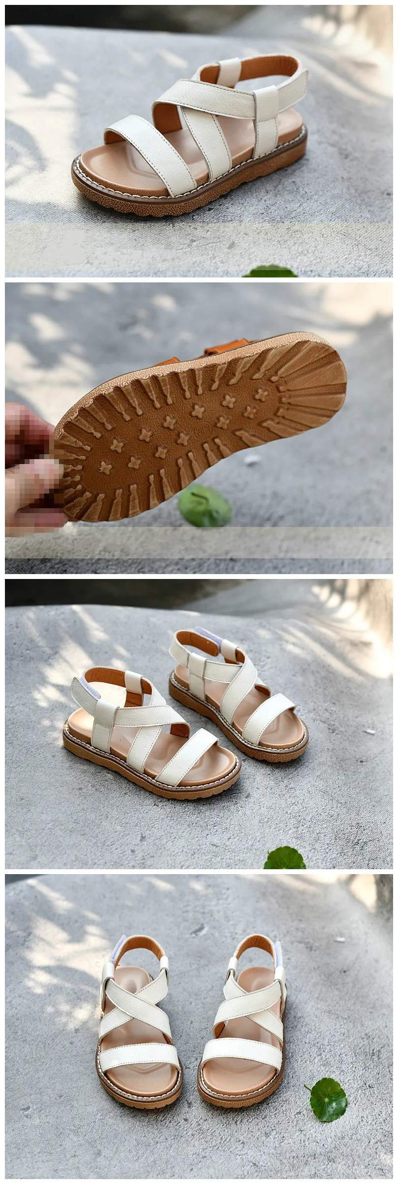 Сандалии для девочек; обувь для мальчиков с открытым носком; универсальные сандалии из натуральной кожи; удобная летняя обувь для детей; детская пляжная обувь
