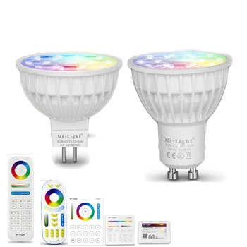 

Mi Light 4W RGB CCT LED Spotlight GU10 MR16 AC 110V 220V DC12V 2.4G RF Remote Wireless WiFi Phone APP Control RGBW LED Bulb lamp