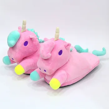 

New Winter Children Slippers For Kids Plush Baby Girls Boys Cartoon Unicorn Slippers With Closed Heel Adult Home Flip Flops
