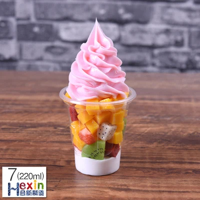 Оконный дисплей модели продуктов питания для сливочного мороженого реквизит Моделирование мороженого вафельный конус образец формы поддельные фрукты Sundae модель на заказ - Цвет: 220ml strawberry