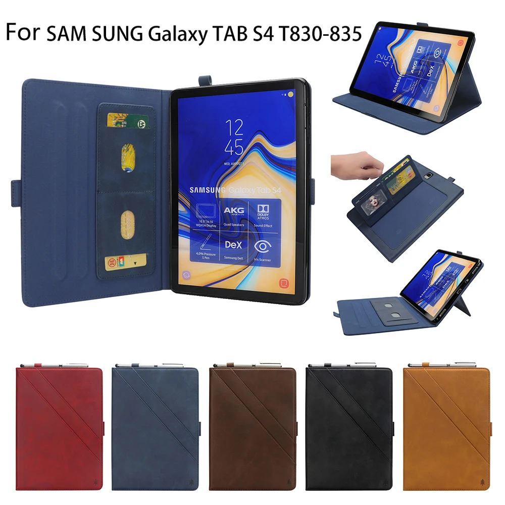 Бизнес кожаный чехол для Samsung Galaxy Tab S4 10,5 дюймов 2018 модель T830 с подставкой карандаш держатель и функция хранения