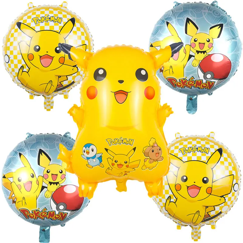 

5pcs/set Cartoon Pikachu Pokemon Go Foil Balloons Children Inflatable toys Helium balloons birthday party decor Supplies