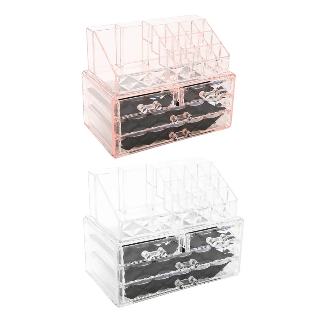 

Cosmetic Case Box Makeup Storage Organizer for Diamond Lipsticks Foudation Lotion Creams Display Jewelry Necklace Ring Holder