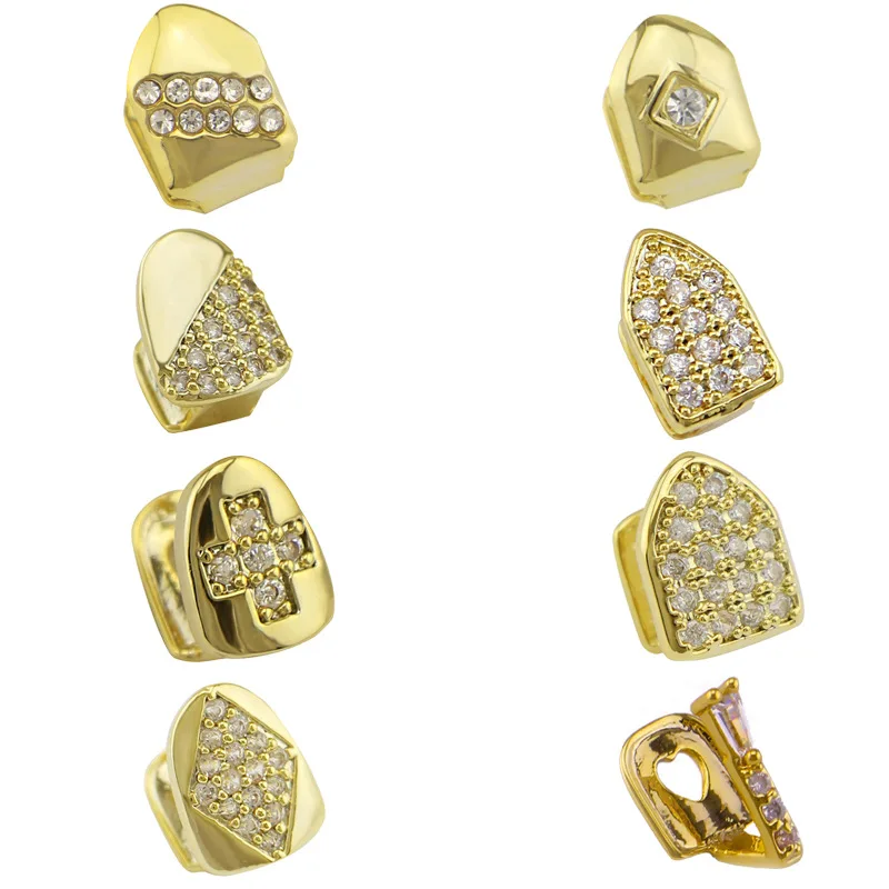 Factory Bottom Price Hip Hop Gold Teeth Grillz Single Dental Grills Tooth Mouth Punk Teeth Caps Cosplay Rapper Party Jewelry