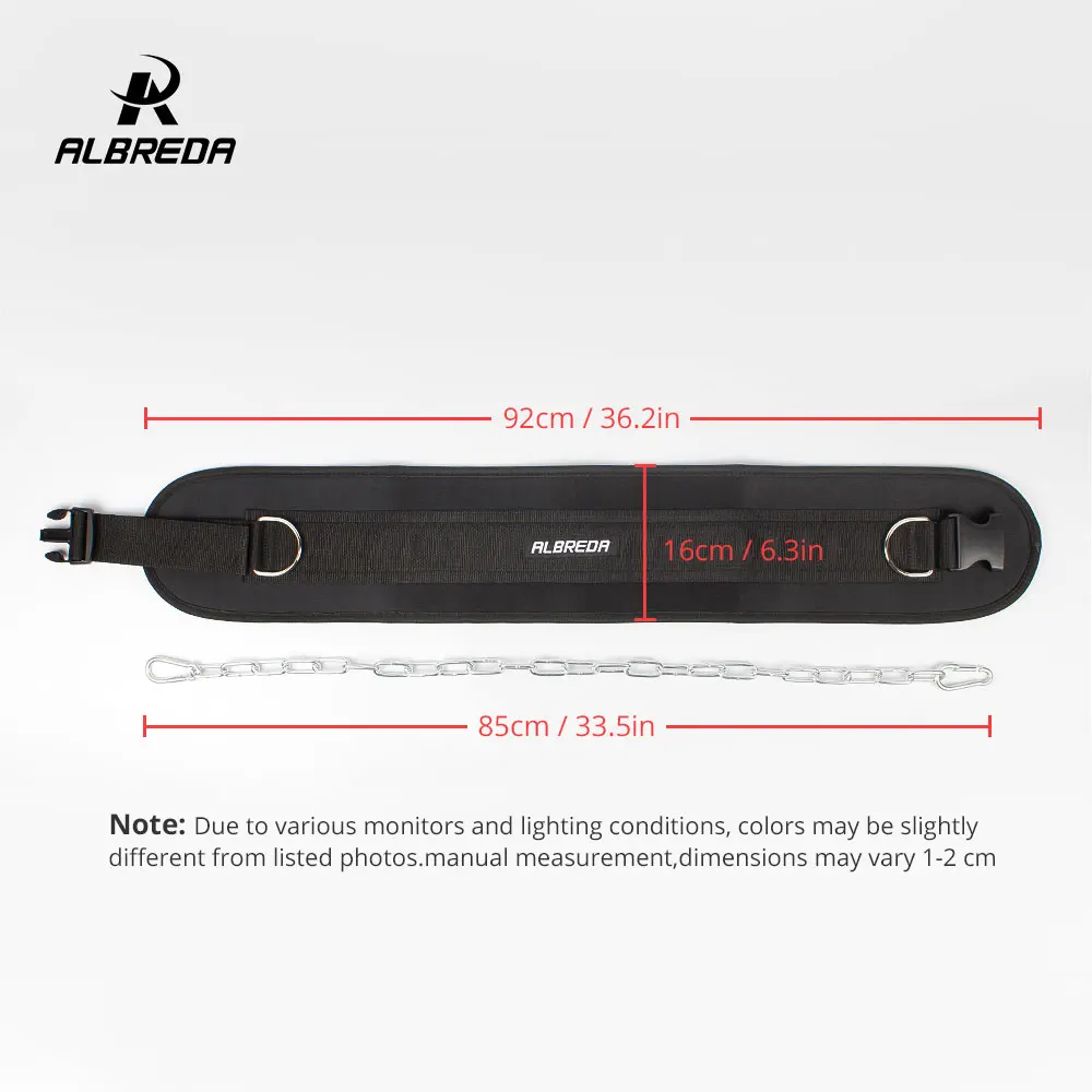 ALBREDA NEW Fitness Equipment Dumbbells Weight Lifting Belt Drop Shipping Dip belt Strength Pull up Load belt Gym Power Exercise