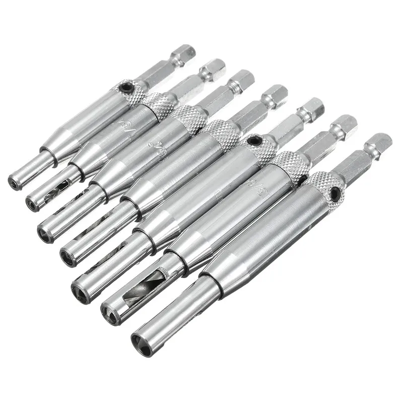 7 Pcs HSS Door Hinges Center Drill Bits Set Door Woodworking