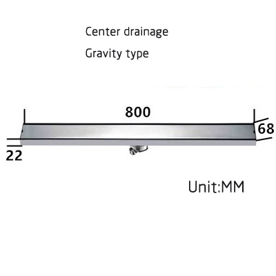 SUS нержавеющая сталь ванная комната квадратный Невидимый прямоугольник гравитационного типа напольные стоки душевая комната лайнер слив FD816 - Цвет: Center drainage 80cm