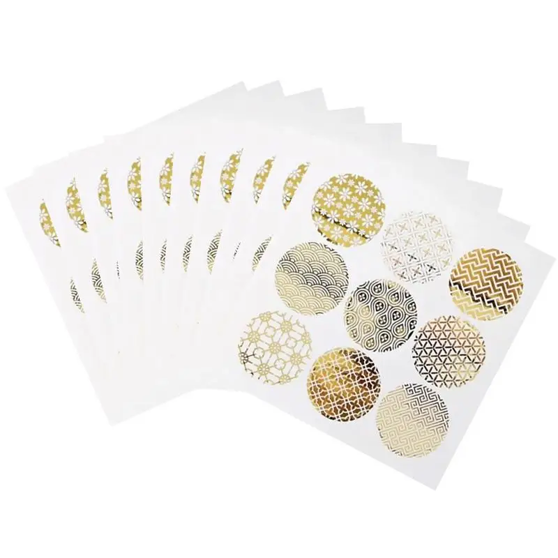 

New 90PCS Gold Round Gliding Transparent Sealing Sticker Cookie Egg Cake Adhesive Sticker Candy Box Decorative Sticker for Party