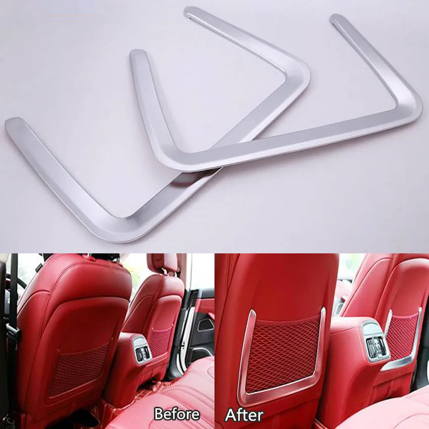 

YAQUICKA 2Pcs Car Seat Back Rear Pocket Net Bag Frame Trim Cover Sticker Fit For Maserati Ghibli 2014-2017 Styling Mouldings