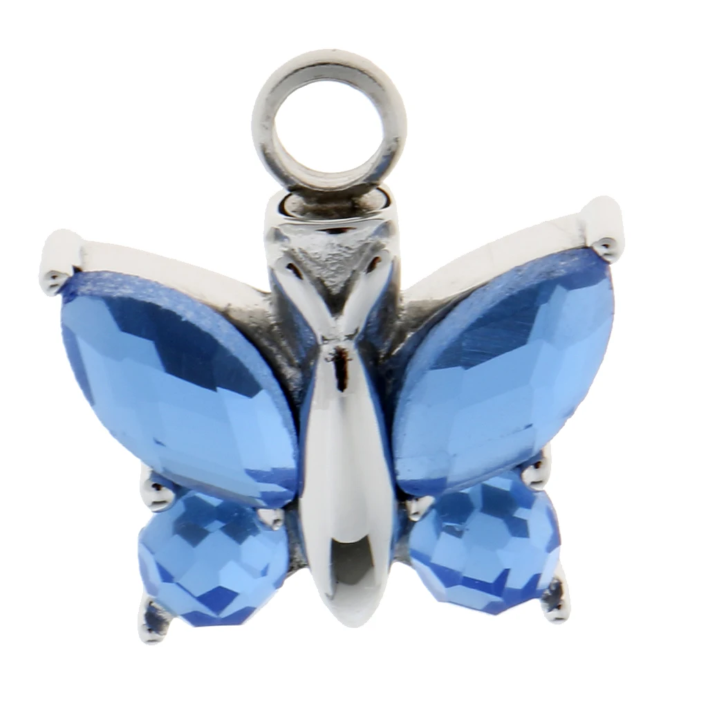 Cremation Urn Pendant for Ashes Crystal Butterfly Pendant Cremation Jewelry