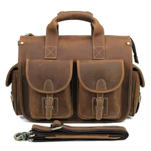New Men s Fashion Excellent Genuine Cow Leather Brown Yellow Business Briefcases Laptop Handbag Shoulder Bag