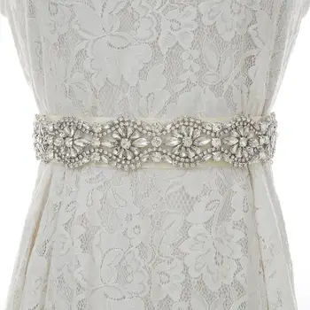 

Rhinestones Bridal Sash Diamond Wedding Belt Silver Crystal Flower Bridal Belt For Wedding Dresses S190S