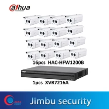 DaHua комплект видеонаблюдения HDCVI система видеонаблюдения 16ch XVR7216A XVR видео рекордер и 16 шт. HAC-HFW1200B 2MP HDCVI пуля набор камер наблюдения