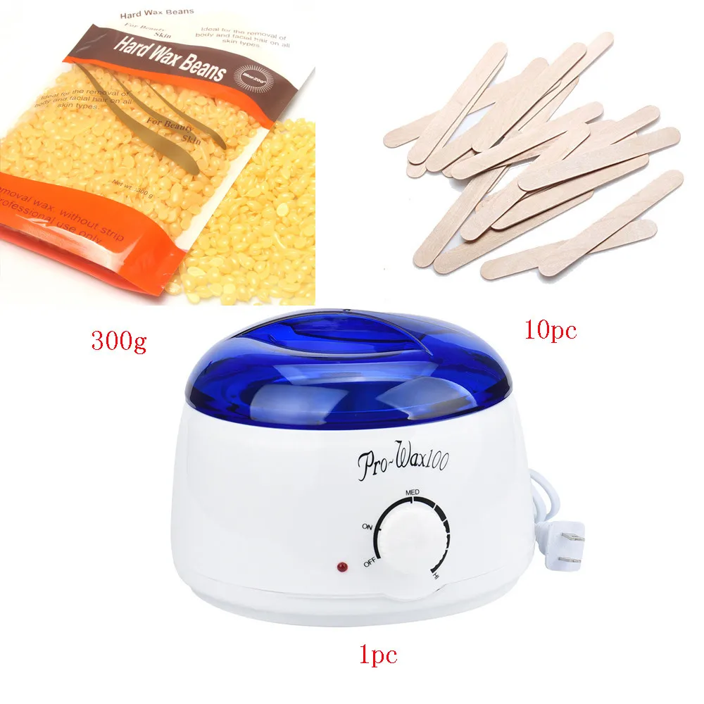 

US Plug 220-240V Electric Hair Removal Bean Wiping Sticks Hot 300g Wax Warmer Heater Pot Depilatory Set Machine honey Smell