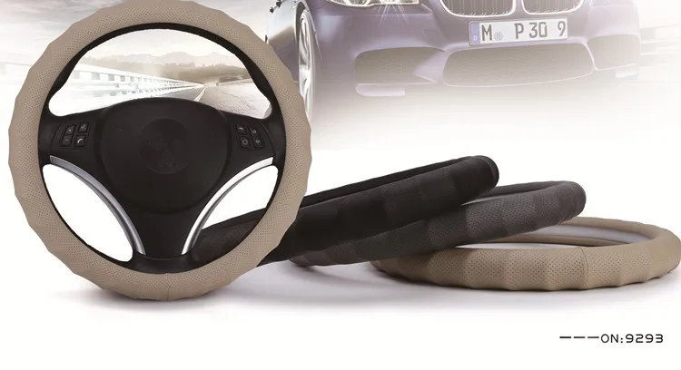 Car accessories Leather Car steering wheel cover All year can use sport Car styling Auto steering wheel Diameter (3)