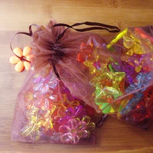 500 шт 9*12 см коричневая подарочная Сумка из органзы стенд для ювелирных украшений сумки мешок шнурок для браслета/ожерелья Мини мешок пряжи