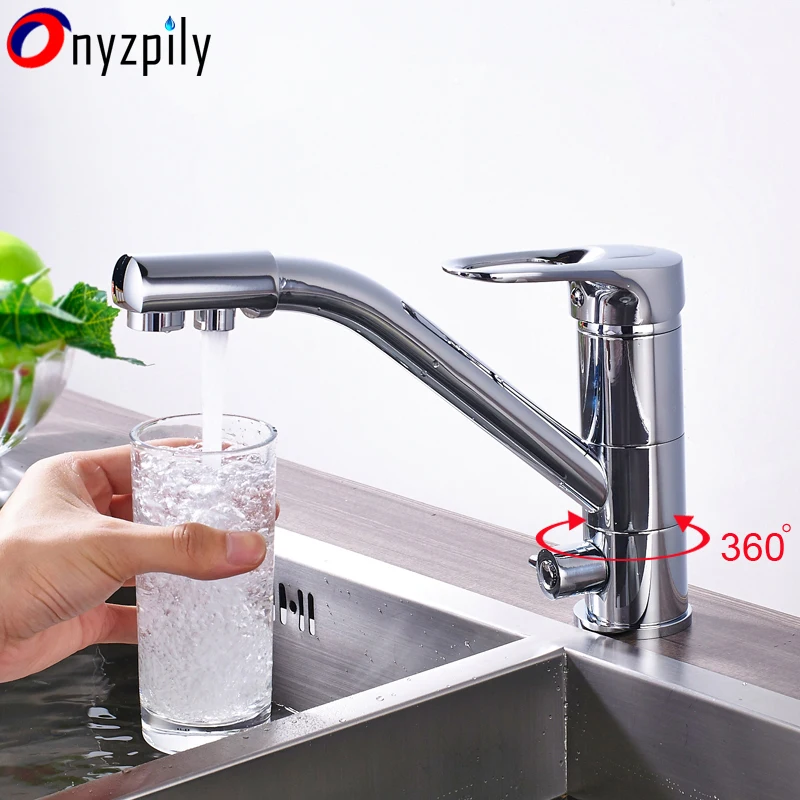 

Chromer Brushed Nickel Swivel Swivel Kitchen Faucet Cold & Hot WaterMixer Tap 360 Rotation Water Purification Water