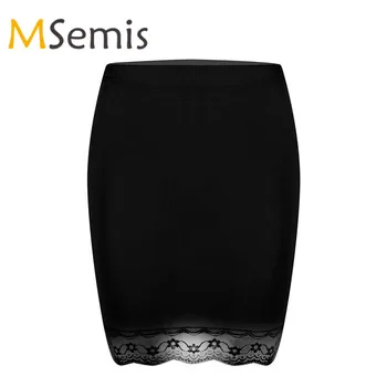 

Womens Lingerie Underskirt Half Slip Short Underskirt Elastic Waistband Above Knee Lace Hem Stretchy Half Slip Short Underskirt