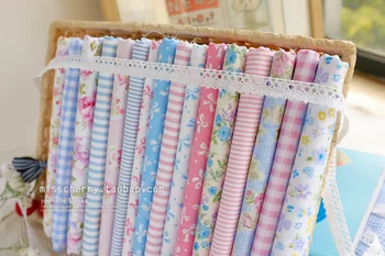 

16 pieces 40 * 50cm powder blue mix design Series cotton fabric plain weave fabric Bundle quilting tilda fabric for sewing cloth