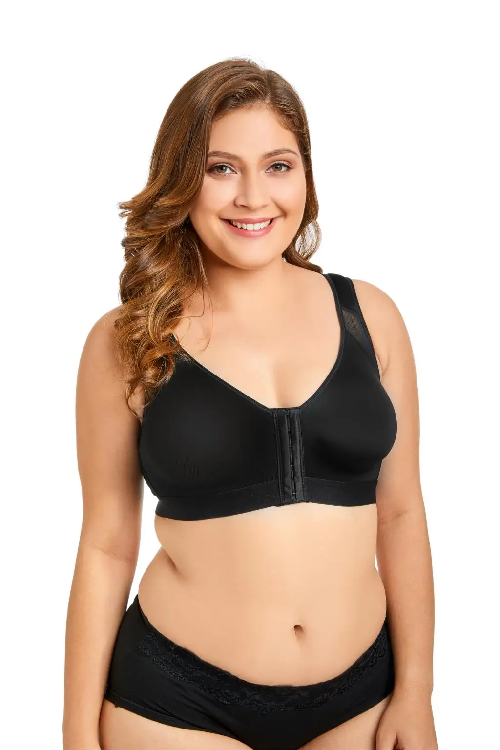 Women's Front Closure Full Coverage Wire Free Back Support Bra ShopFerry