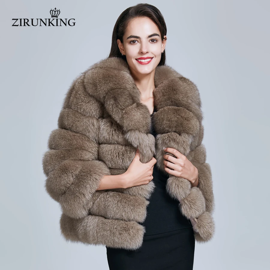 

ZIRUNKING Women Fashion Real Fox Fur Coats Female Warm Natural Fox Fur Jacket Overcoat Winter Thick Outerwear Clothing ZC1729