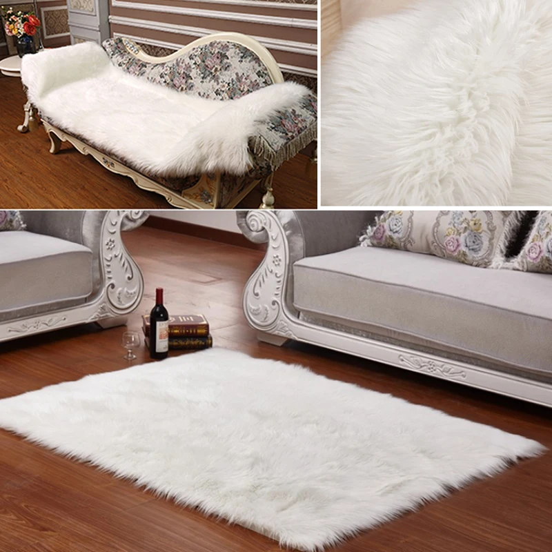 Pacote com 2 Macio Fofo Pele Artificial Simples Cadeira Capa Lavável muku Tapetes Carpete 