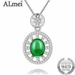 Almei 2018 3ct халцедон Лето лимон для женщин S925 Зеленый хрустальный камень эффектное ожерелье с цепочкой для мам женщин FN087